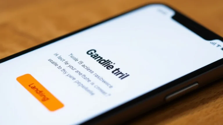 Zbliżenie ekranu smartfona z stroną lądowania i widocznym jasnym przyciskiem wezwania do działania. Landing page – co to jest i jak pozyskuje klientów?
