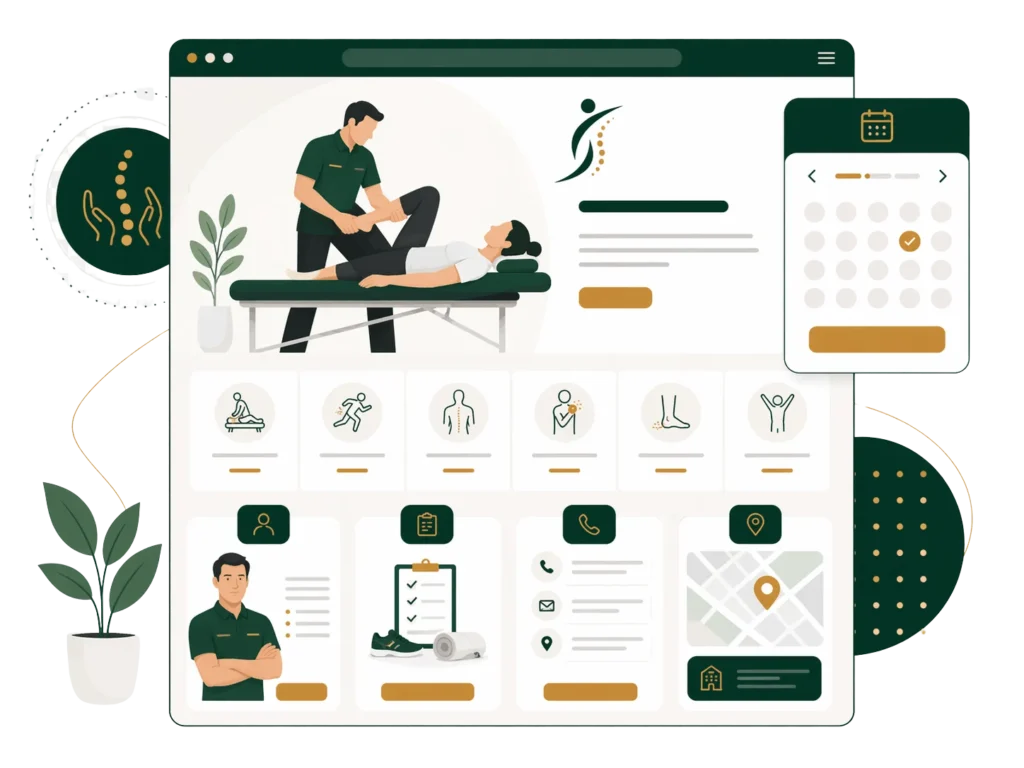 Elementy strony internetowej dla fizjoterapeuty ułatwiające kontakt i budujące zaufanie. Co powinna zawierać strona internetowa dla fizjoterapeuty.